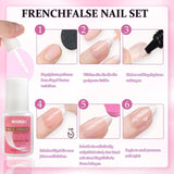 120 piezas de uñas postizas de color rosa nude con pegamento para uñas - 12 tamaños de uñas cortas ovaladas cuadradas a presión - Hermosas uñas, pegamento en uñas artificiales - Adecuado para el diseño de uñas de bricolaje para mujeres (degradado rosa Squaval)