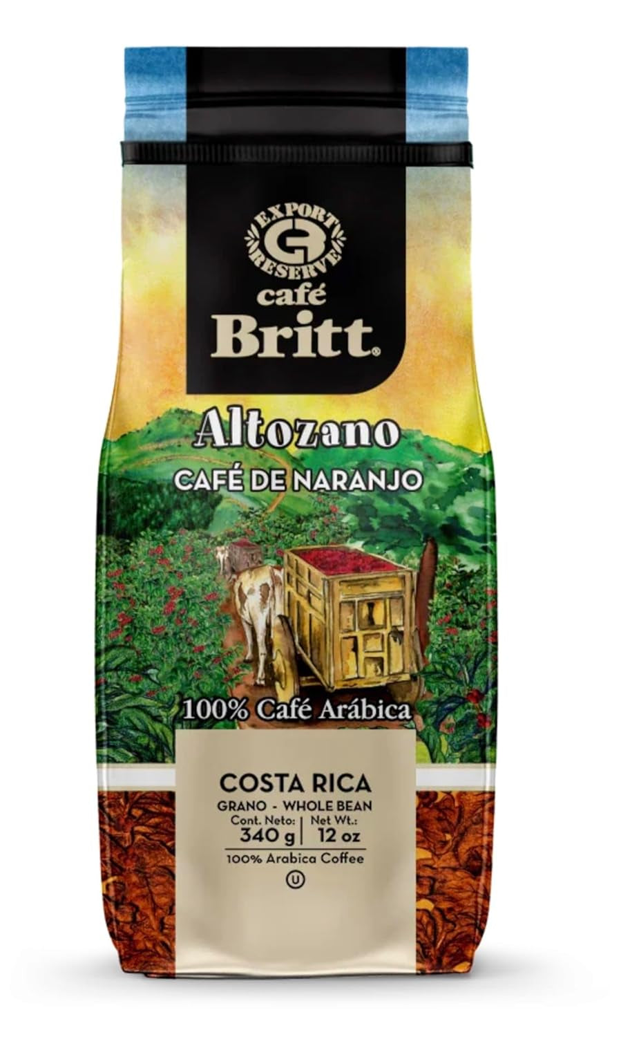 CAFÉ GOURMET ALTOZANO de Costa Rica DE LA NARANJO Café en grano entero 340 g