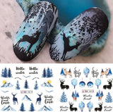 Pegatinas de uñas navideñas 3D, autoadhesivas, transferencia de agua, árbol de Navidad, copo de nieve, alce, pingüino, arte de uñas navideño, diseños de uñas de invierno, pegatinas navideñas, accesorios para uñas