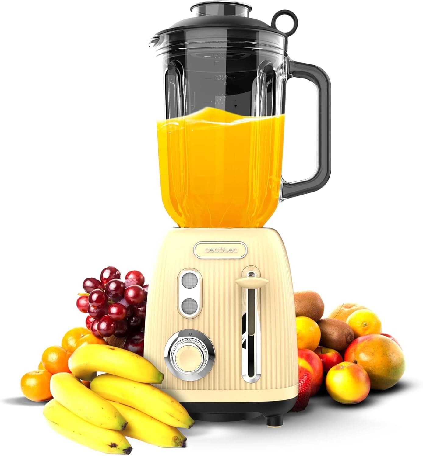 Cecotec Batidora amasadora Retro Power Negro Titanio Retroverde. 1200W Maximale Leistung, 2 Geschwindigkeiten, 4-Klingen-Messer Mit Schwarzer Titanbeschichtung Und 1.5L Krug, Vintage-Design in Grün Bucatarie Naty Shop Yellow