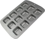 CSB106 Quadratische Antihaftbeschichtete Backform Mit 12 Minilöchern Aus Karbonstahl, Edelstahl, Silver, 37,3 X 26,1 X 3,1 Cm Moldes y bandejas para repostería Naty Shop