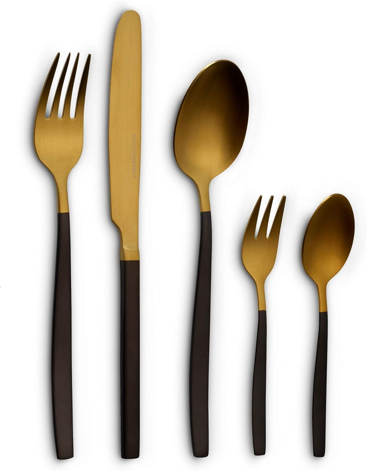 Echtwerk Positano Due-Bronze Cubertería Black Edition, 20 piezas, 4 personas Cocina Naty Shop Oro/Negro