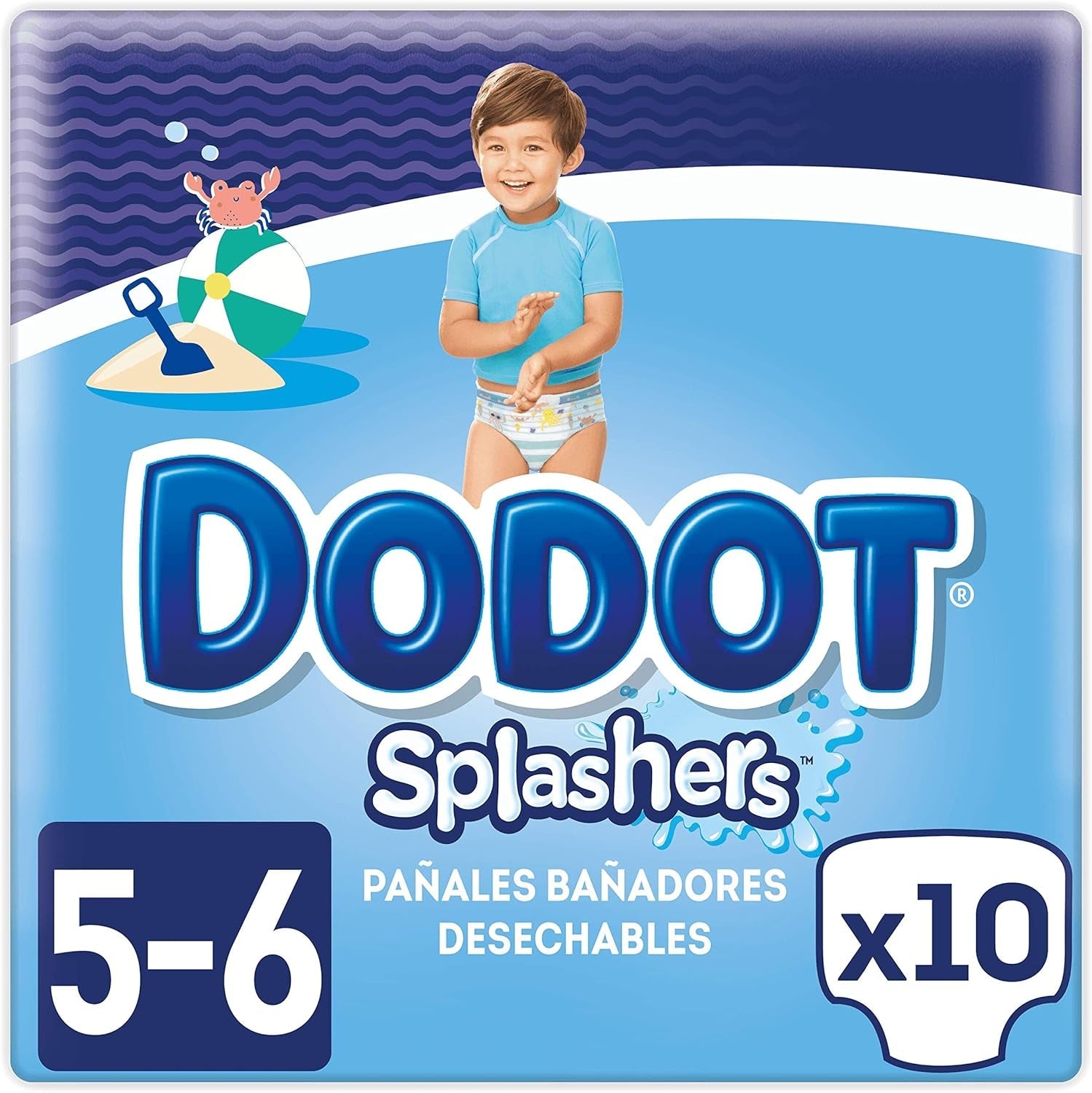Pañales de baño Splashers, paquete de 10, desde 14 kg, inflables y fáciles de quitar, talla 5