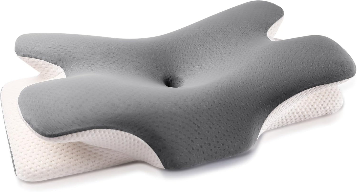 MULISOFT Almohada viscoelástica, cómoda almohada para la cabeza, almohada de apoyo para el cuello, almohada ergonómica para dormir de lado (gris) Almohadas ortopédicas cervicales Naty Shop Gris