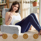 Almohada de lectura grande para cama y sofá, almohada de espalda para adultos con soporte para el cuello y reposabrazos, almohada de respaldo ergonómica con bolsillo y funda lavable para descansar, leer, mirar televisión (WH)