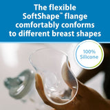 Sacaleches manual con protección Softshape 100% silicona (B, brida 25mm) y opciones anticólicos + Biberón de boca ancha de 150ml con tetina de flujo lento nivel 1 Accesorios Alimentación y Lactancia Bebe Naty Shop