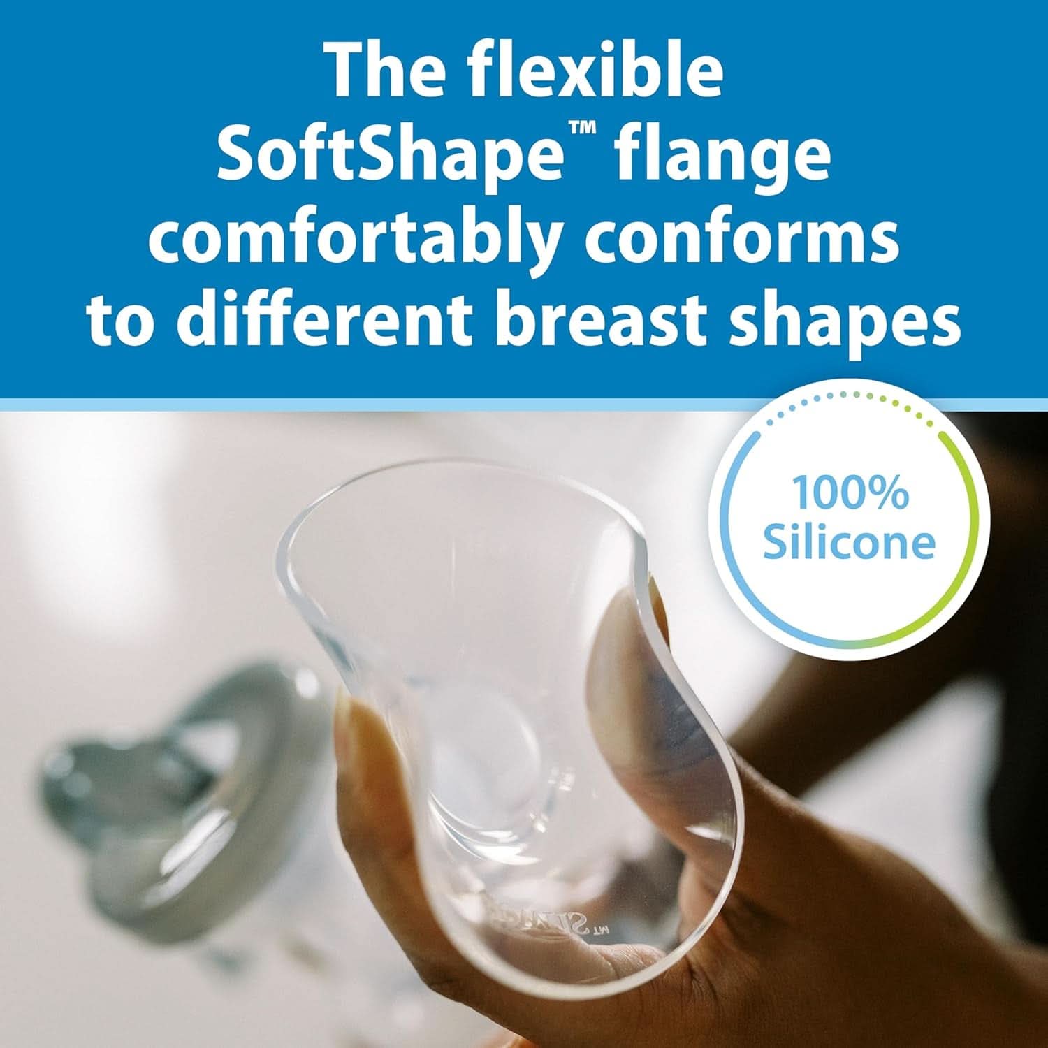 Sacaleches manual con protección Softshape 100% silicona (B, brida 25mm) y opciones anticólicos + Biberón de boca ancha de 150ml con tetina de flujo lento nivel 1 Accesorios Alimentación y Lactancia Bebe Naty Shop