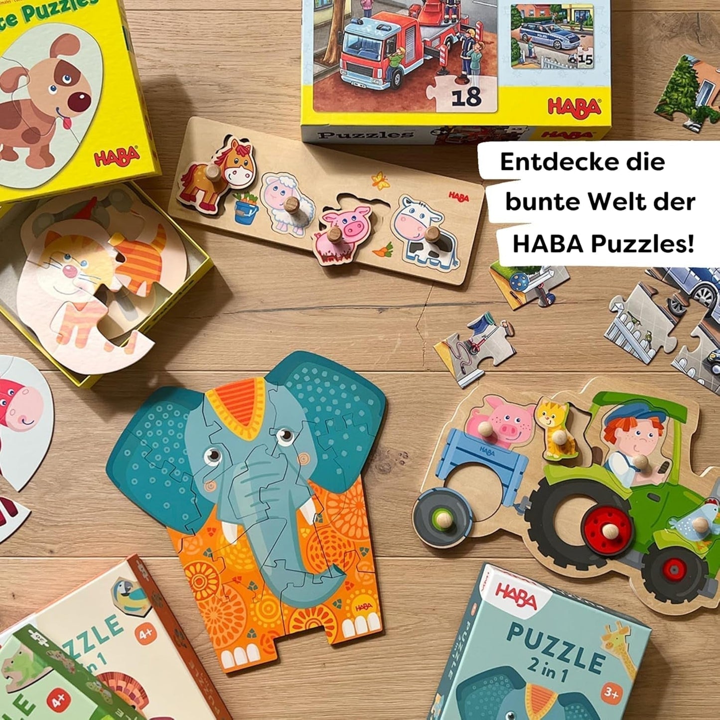 HABA Puzzle de Bomberos - Set de 3 Piezas para niños a partir de 3 años Puzzle de Cartón de Policía y Ambulancia - Promueve la motricidad fina y la concentración - 1302759001 Puzzle Naty Shop