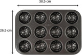 Zenker 12Er Muffinform – Muffinbackblech Für Muffins Und Cupcakes Aus Der Serie Soccer Baking– Hitzebeständiges 12Er Muffinblech Mit Antihaftbeschichtung, Schwarz Moldes y bandejas para hornear Naty Shop
