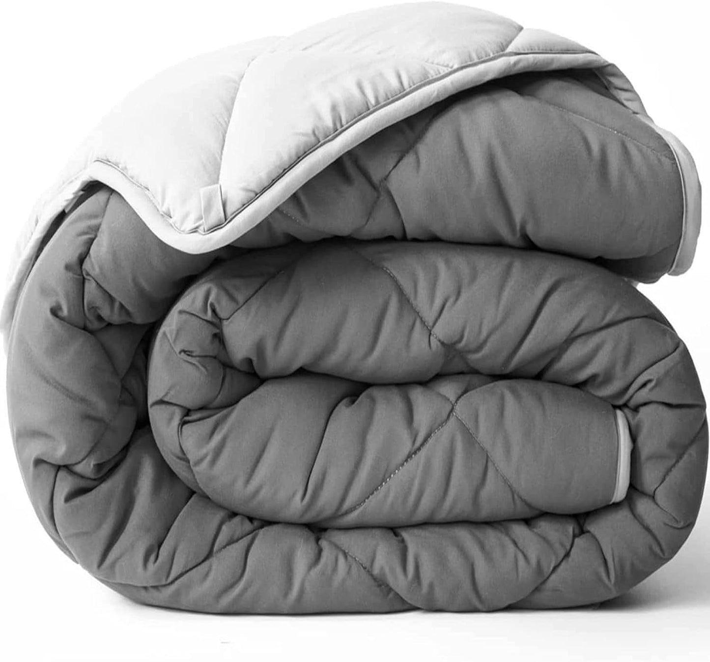 Edredón alternativo reversible de plumón All Seasons Twin/Twin XL - Microfibra suave, transpirable, extralargo, de alta calidad - Funda nórdica gris Edredones y edredones Naty Shop Gris claro/Gris oscuro Twin / Twin Xl