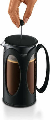 Cafetera Bodum Kenya - 1L / 8 Tazas - Prensa Francesa Manual Vidrio Borosilicato y Acero Inoxidable - Apta para Lavavajillas - Fabricada en Portugal