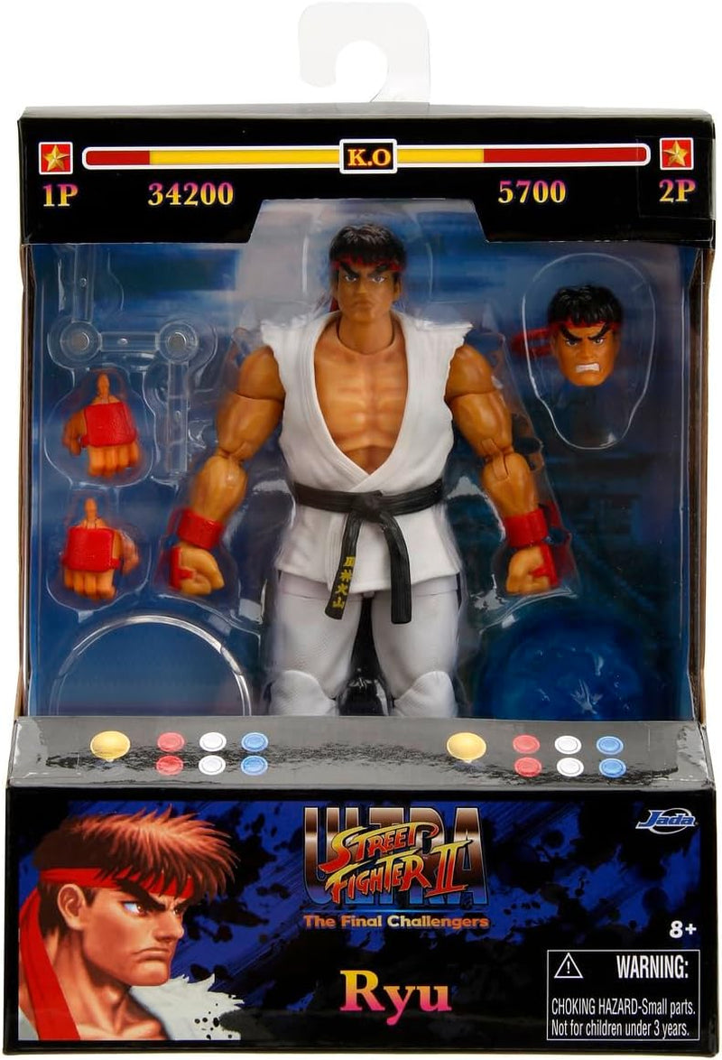Jada Toys Figura de Street Fighter Guile (15 cm) - Street Fighter 2: The Final Challengers Figura móvil coleccionable y de acción con cabeza, manos y accesorios alternativos Figuras de acción para mayores de 13 años Naty Shop Ryu
