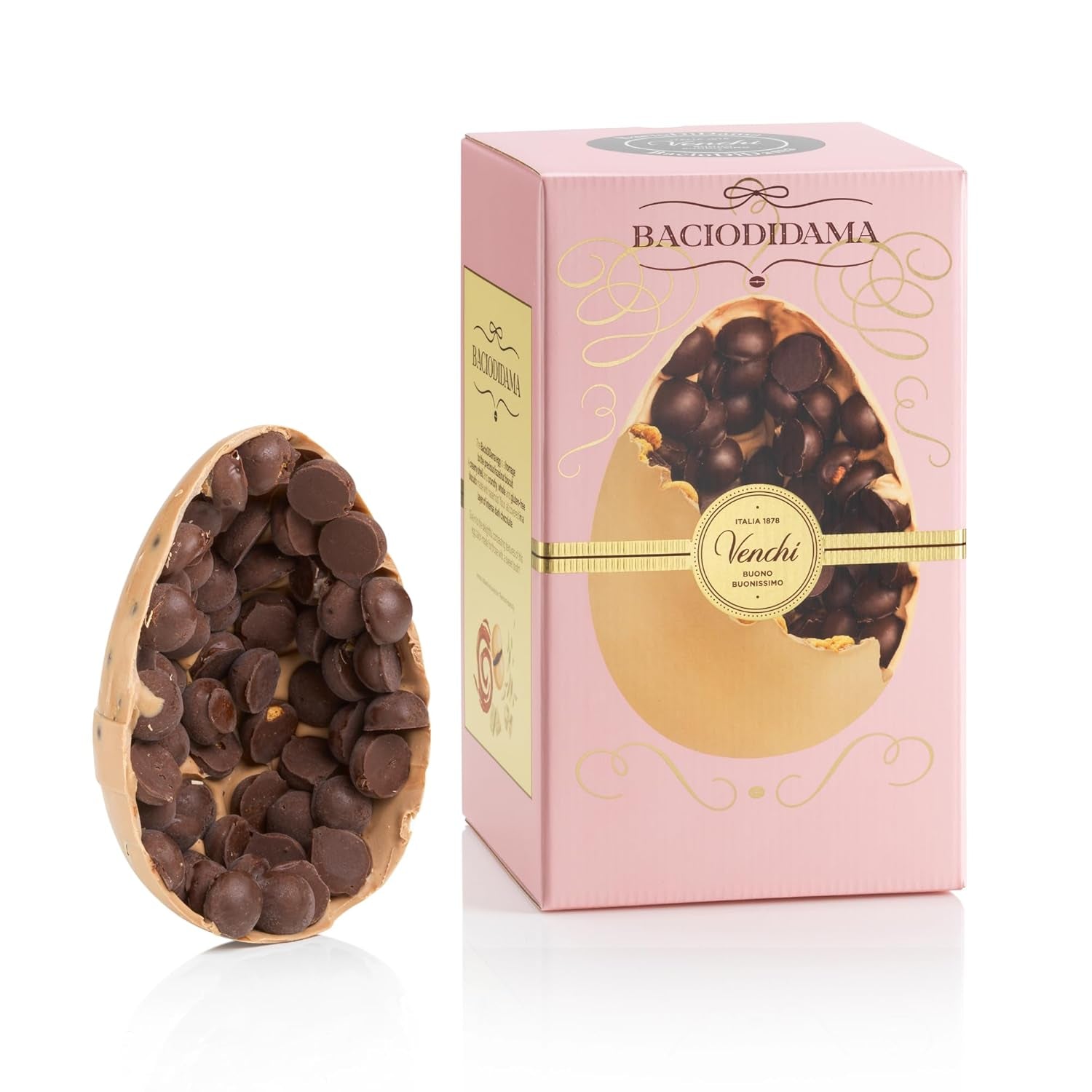 Venchi - Huevo de chocolate, sabor pistacho, con pistacho entero, con sorpresa, sin gluten, 500g, colección Pascua, idea de regalo