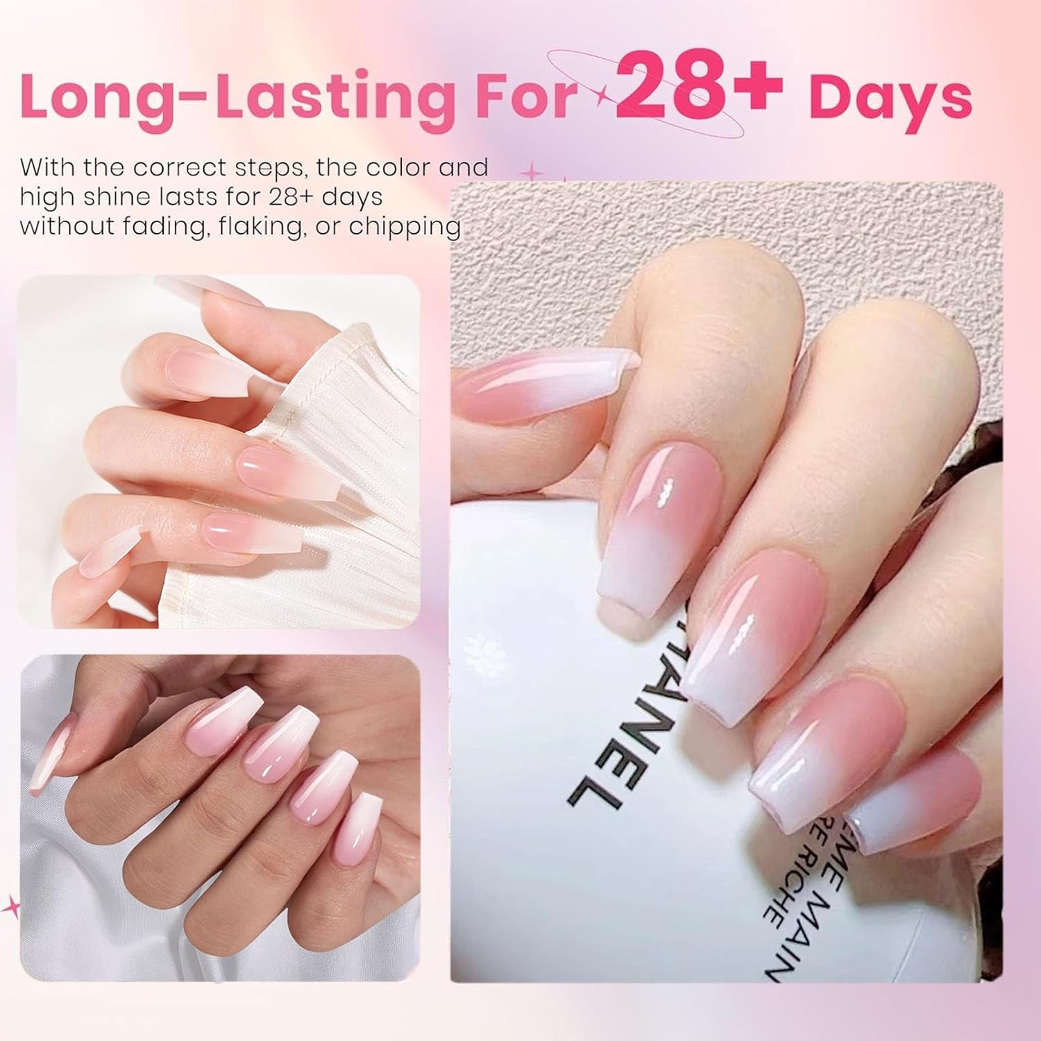 Kit de 150 uñas postizas degradadas – 5 colores diseño degradado uñas artificiales autoadhesivas – cubierta completa para mujeres y niñas – uñas postizas brillantes para manicura DIY (cuadrado)