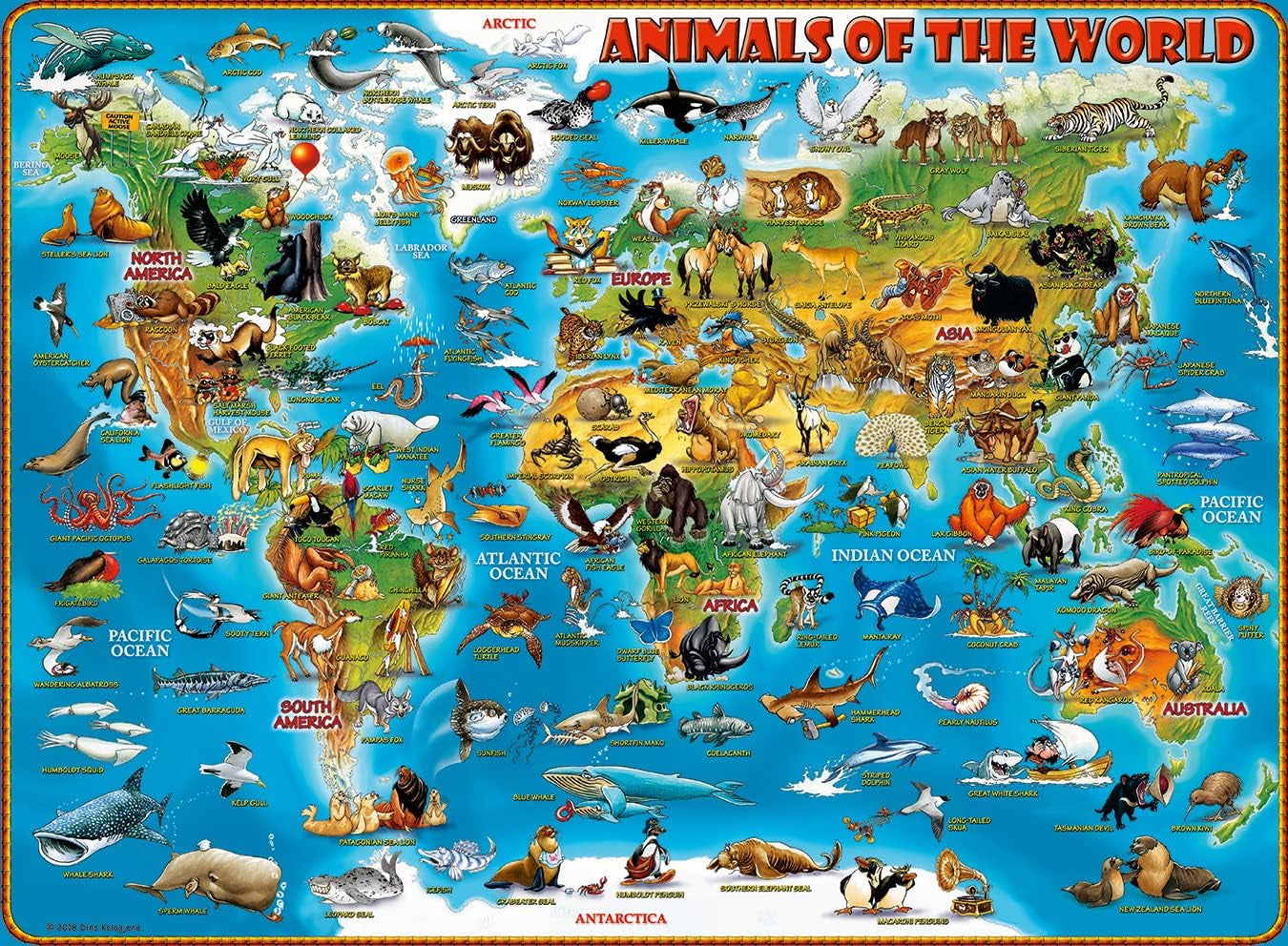 Ravensburger Puzzle para niños - 13257 Animales alrededor del mundo - Puzzle de mapamundi para niños a partir de 9 años, con 300 piezas en formato Xxl Puzzle Naty Shop