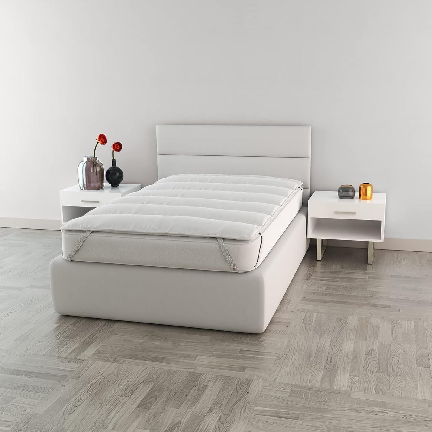 Italian Bedding Elegante Topper Acolchado, Blanco, Edredones y Edredones de Matrimonio Naty Shop 120X195