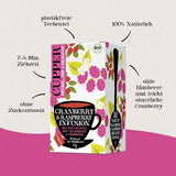 4Er Pack CUPPER Té de Frutas Orgánico "Infusión de Arándano y Frambuesa", 4X20 bolsitas de té no blancas, orgánico, comercio justo