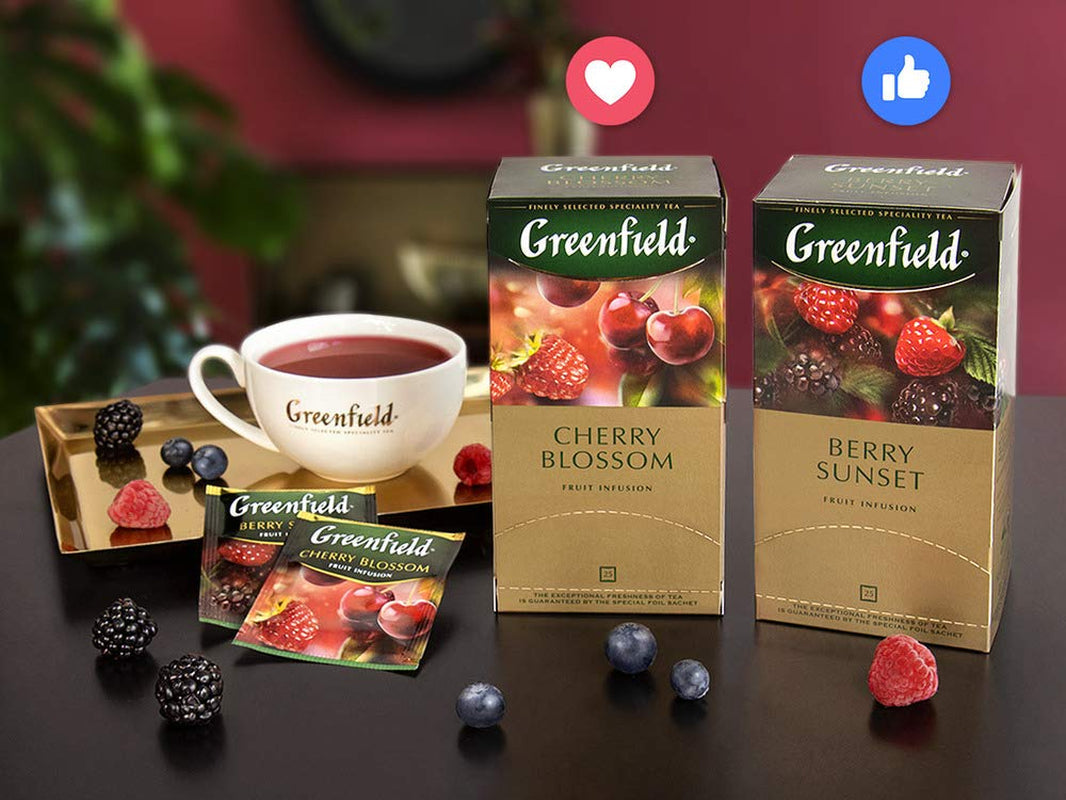 Greenfield Flor de cerezo, hibisco, rosa mosqueta, manzana, frambuesa, mora, bolsitas de té (2 g x 25), 50 g