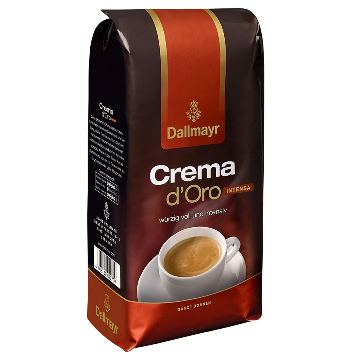 Café Crema d'Oro Intensa, Café Molido, Café Tostado, En Grano, Café en Grano, 8 x 1000 g