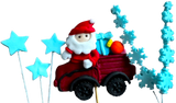 Set de 6 adornos comestibles de pasta de azúcar, Navidad, coche de Papá Noel, estrellas y copos de nieve Adornos de Pasta de Azúcar Naty Shop