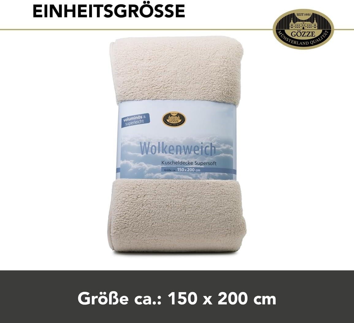 Gözze - Suave manta de peluche Nube, imitación piel de oveja, 100% poliéster (microfibra), 150 X 200 Cm - Camel Edredones y edredones Naty Shop