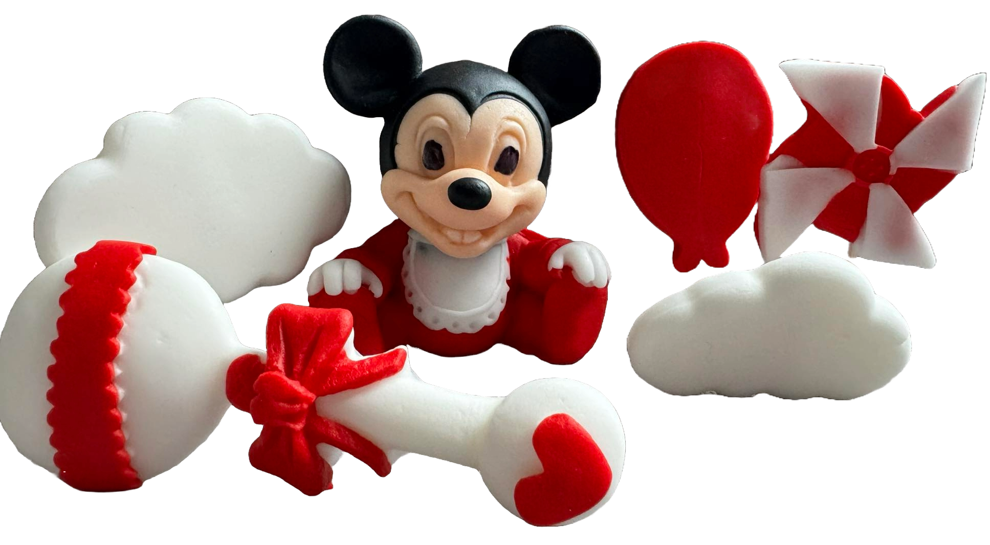 Set de 6 adornos comestibles de azúcar, Adornos de pasta de azúcar Mickey Mouse Naty Shop