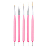 Nagelkunst-Pinsel, 5 piezas, Nailart-Pinsel, Punktierstift-Werkzeuge, Malkunst-Design-Pinsel-Set para Lange Linien, Dünne Details, Feine Zeichnungsgrößen 7/9/11/15/22 mm, negro