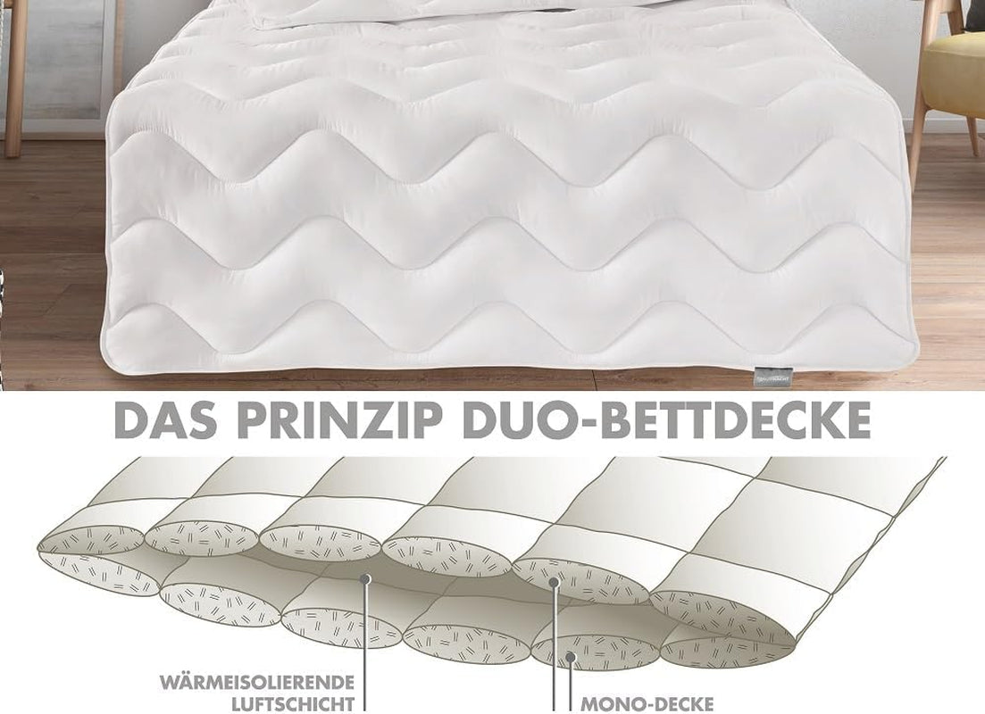 Traumnacht Cosy - Juego de cama 4 estaciones, 1 X juego de edredón divisible 135 X 200 y 1 X almohada 80 X 80 Cm, certificado Ã-ko Tex, blanco, desarrollado en Alemania, (pack de 2) Edredones y edredones Naty Shop