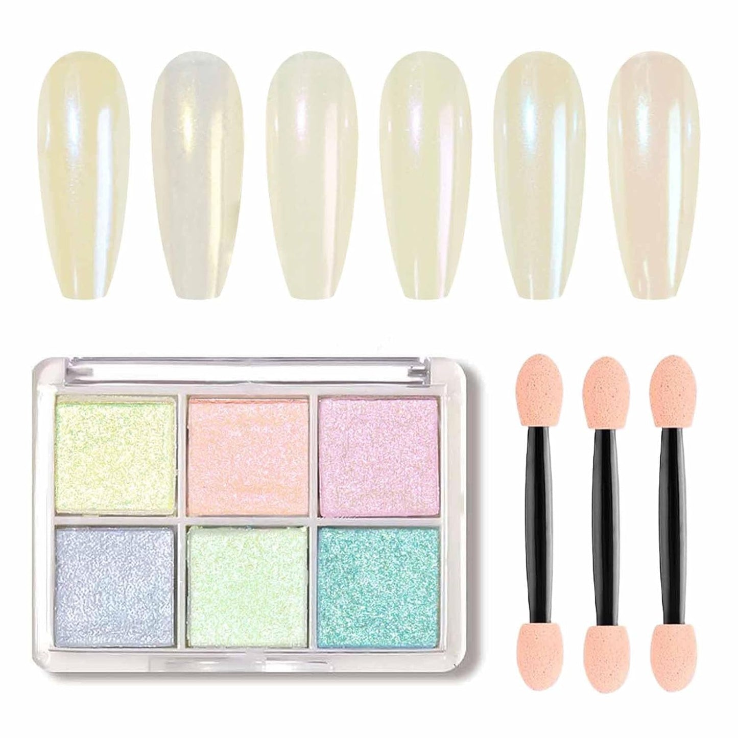 GZMAYUEN Chrom Pulver para uñas 6 colores espejo cromo uñas polvo pigmento polvo uñas arte