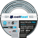 Manguera de jardín Cellfast MULTIFLEX PRO, duradera, 6 capas, trenza tejida ATS2, resistente a los rayos UV y a las algas, sin metales pesados, tecnología Velvet, 35 bar, -20/+65°C, 3/4", 30m