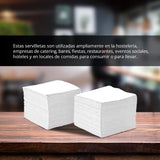 Paquete de 300 servilletas de papel de cóctel blancas + servilletero de acero inoxidable con textura de micropuntos, absorbente grueso, 10 x 10 cm, plegados juntos