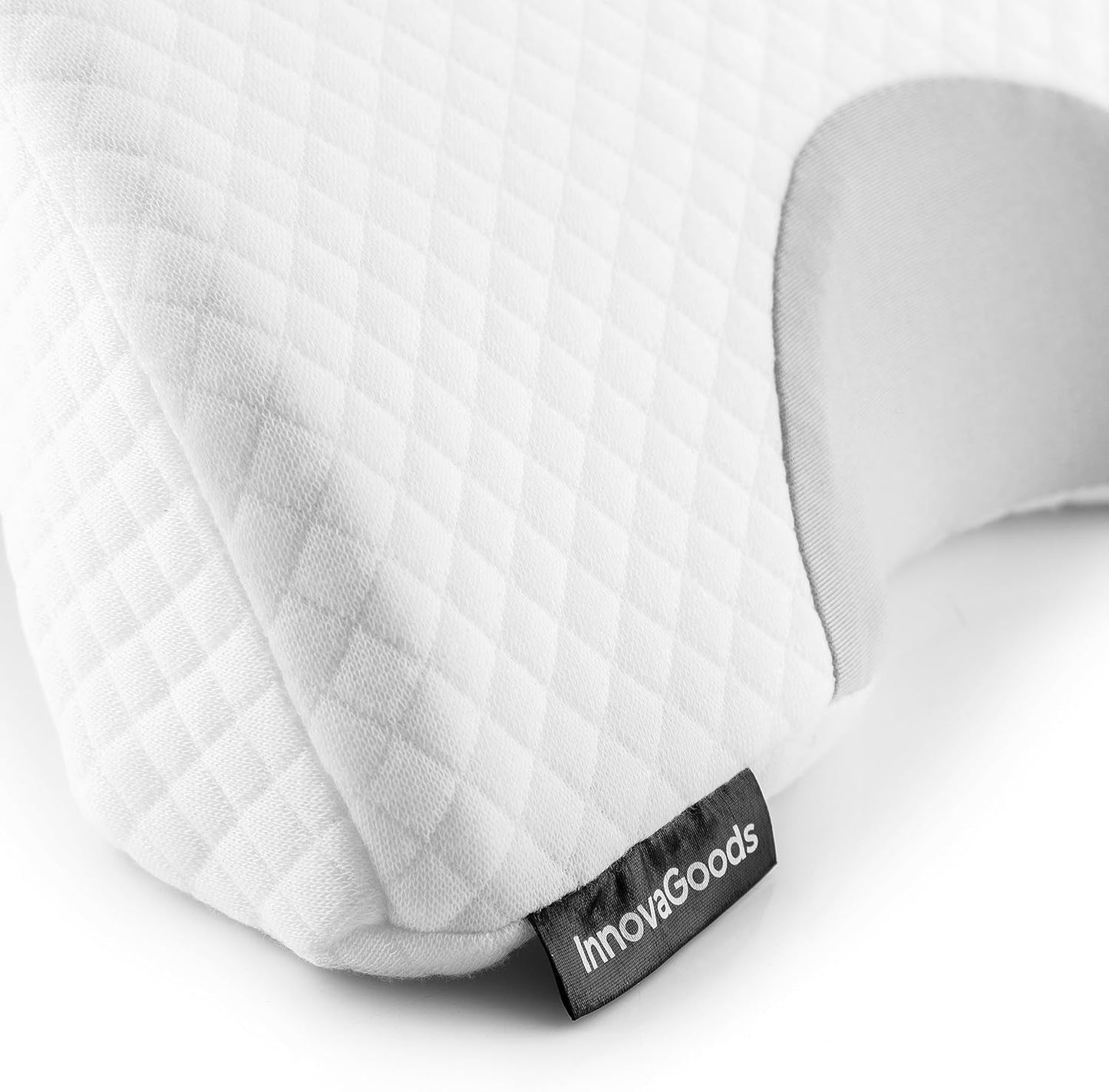 InnovaGoods - Almohada cervical viscoelástica para parejas, Diseño ergonómico para el relax en pareja, Viscoelástica para aliviar la presión, Funda desenfundable, Blanco, 36 x 12,5 x 30,5 cm, Viscoelástica