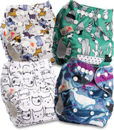 Littles and Bloomz FLP2-0406 Pañal reutilizable con clip estándar, 4 pañales