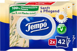 Toallitas Higiénicas Tempo "Gentle & Caring" - Megapack - 16 paquetes de 42 toallitas - Duo Packs - con manzanilla natural - papel higiénico, dermatológicamente testado y neutro al Ph de la piel