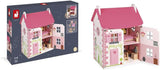 Janod - Casa de Muñecas Mademoiselle de Madera, 3 Pisos y 11 Accesorios, Réplica de Juguete, Desarrolla la Imaginación, A partir de 3 años, J06581, Rosa Naty Shop Casas de Muñecas