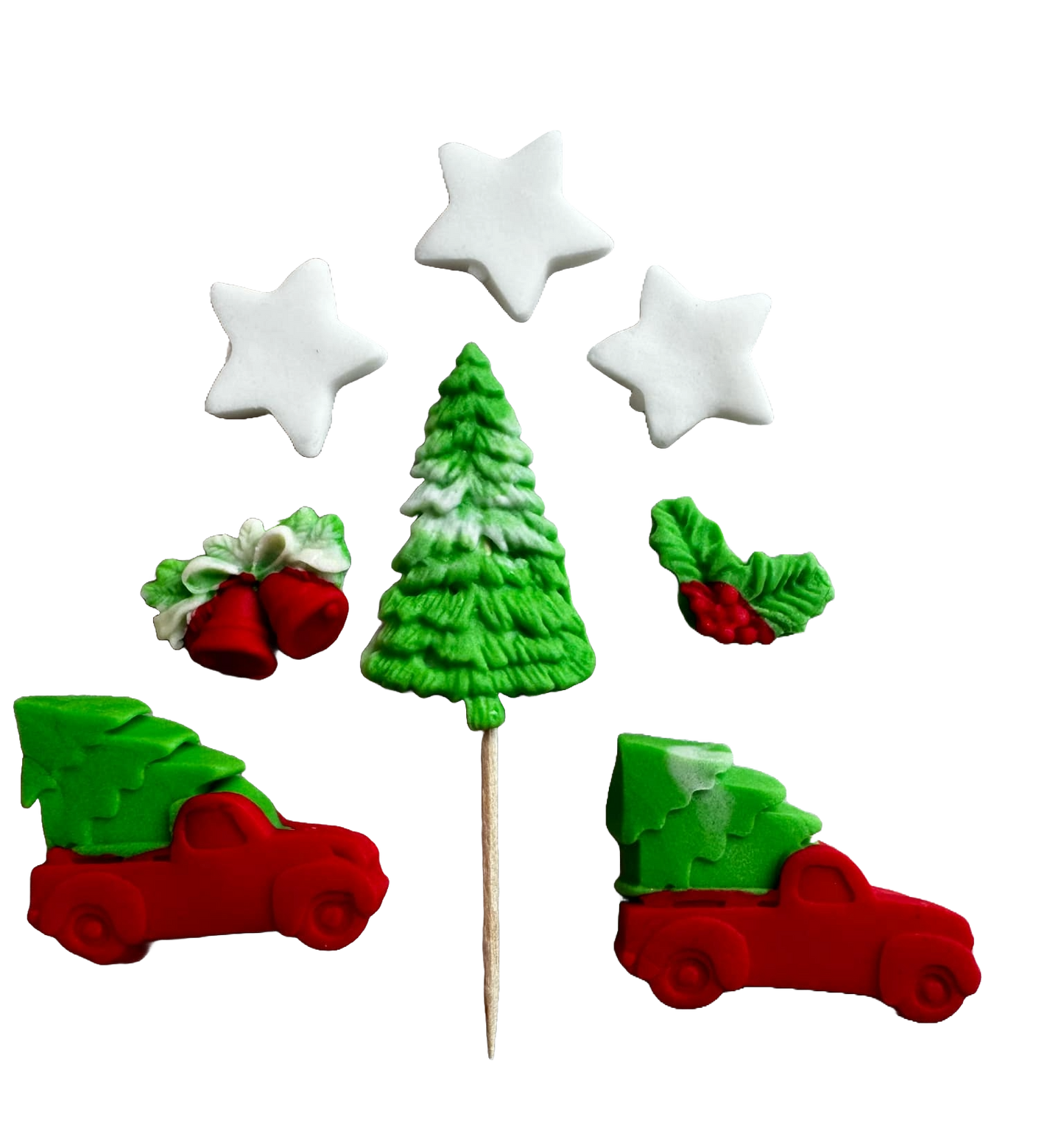 Set de 8 adornos de pasta de azúcar comestible, Adornos de pasta de azúcar navideñas Naty Shop