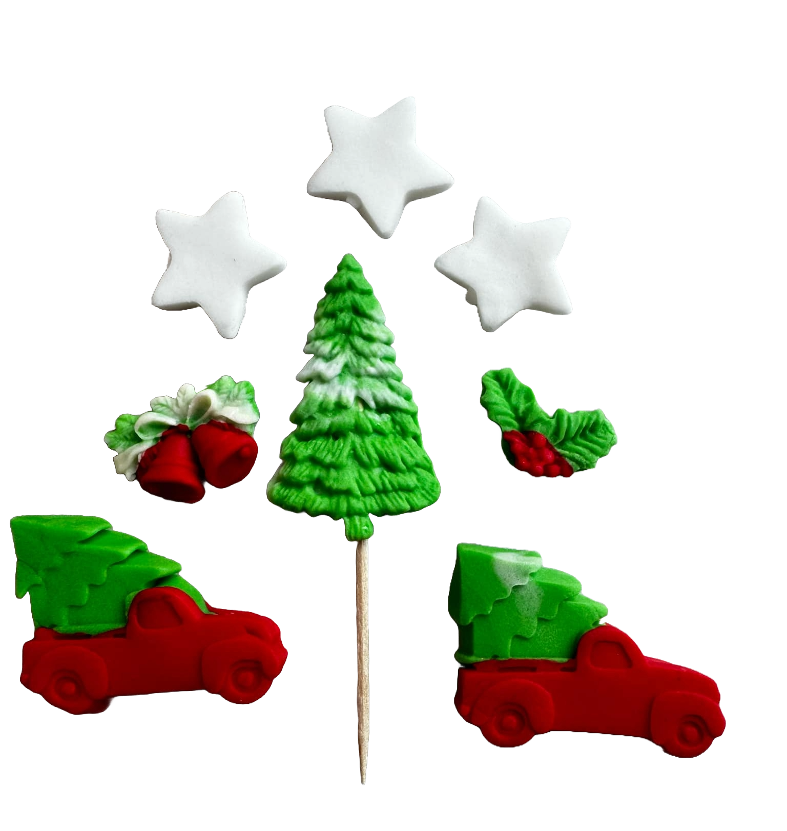 Set de 8 adornos de pasta de azúcar comestible, Adornos de pasta de azúcar navideñas Naty Shop