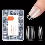 Modelones Puntas de Uñas 216 Piezas - Juego de Puntas de Uñas de Cobertura Completa, Juego de Puntas de Gel Suave, Puntas de Uñas de Resina PMMA Prepulido, Pegamento DIY en Uñas Artificiales, Almendras Cortas XS