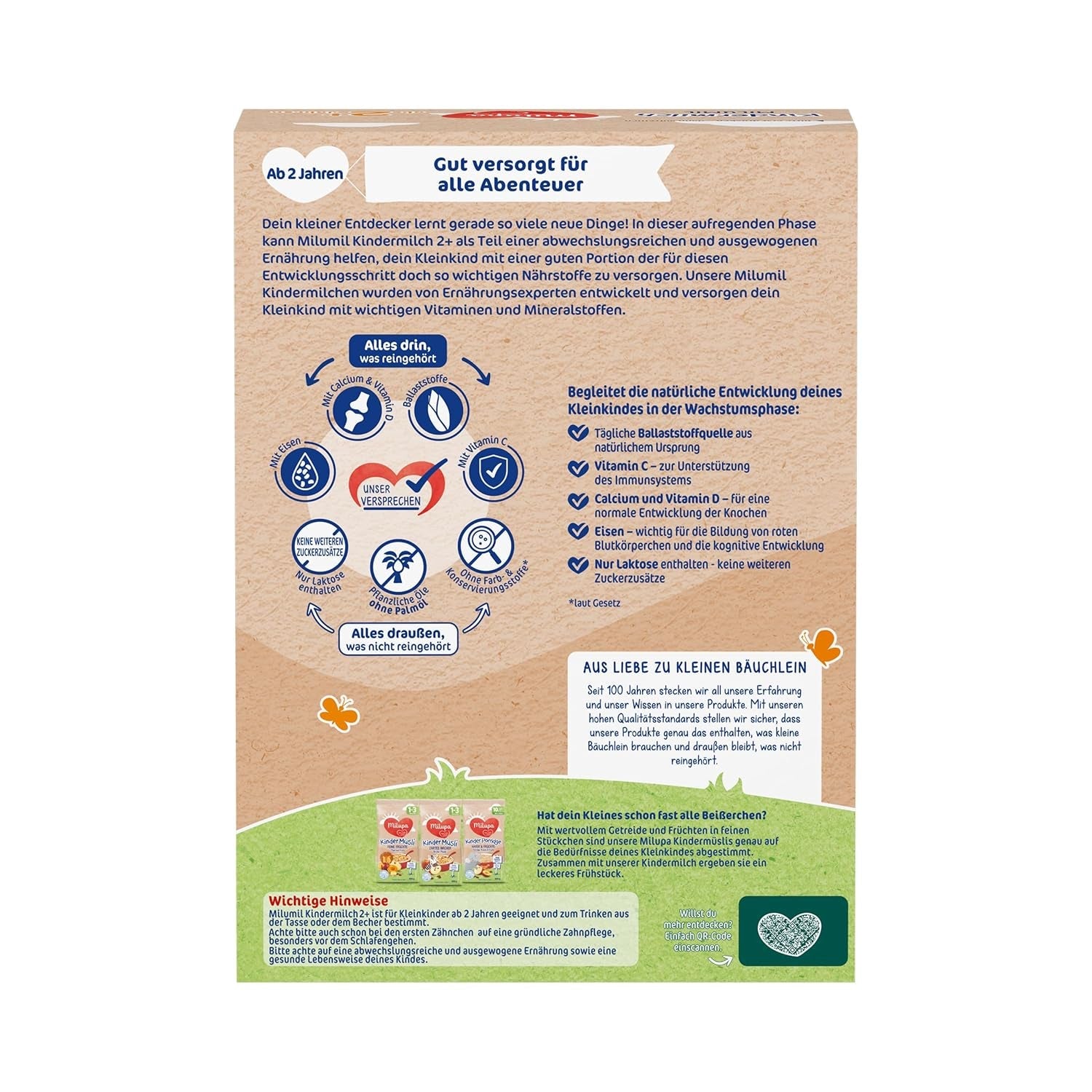 Milupa Milumil Leche de crecimiento 2+ - A partir de 1 año - Para niños pequeños en fase de crecimiento - 5 x 550 g