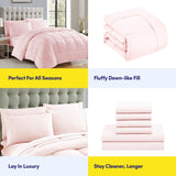 Sweet Home Collection Edredón alternativo para todas las estaciones, cálido, de lujo, de felpa, tipo loft, de microfibra, relleno, ropa de cama, completo, rojo claro King Naty Shop Quilts & Quilts