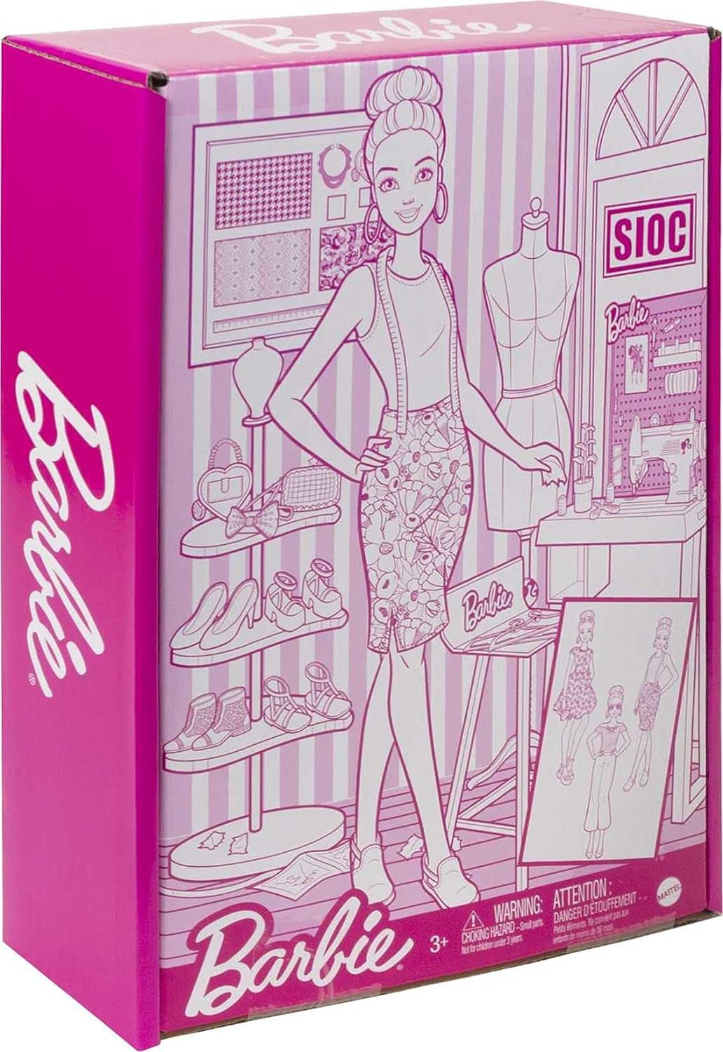 Barbie HDY90 - muñeca de diseño (30,40 cm) y estudio, 25+ complementos de diseño y moda, escritorio de diseño, silla, máquina de coser, modelo de tela, maniquí y más, juguetes a partir de 3 años Naty Shop Muñecas