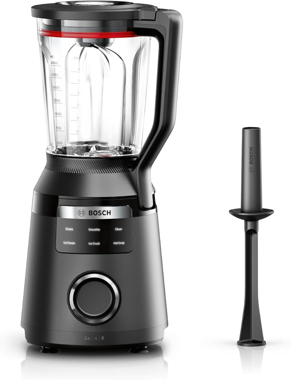 Batidora de pie Vitapower Serie 6 MMBD665B1, 45.000 U/Min, 6 programas Inkl Heiße Suppe & Reinigung, 2 L Mixbehälter, Stopfer, Spülmaschinenfeste Teile, Made in Europe, 1800W, Schwarz Kitchen Naty Shop