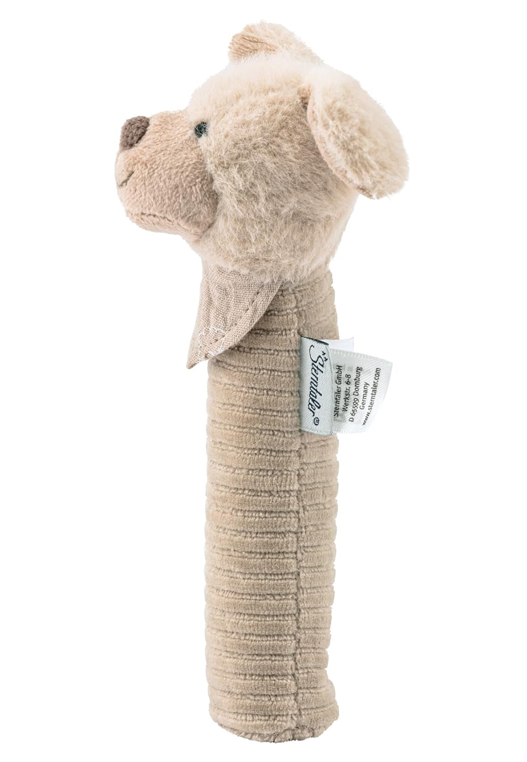 Sterntaler Chirriador para bebé Lucky Dog - Juguete para bebé de material suave y esponjoso con cordón - Juguete para atrapar a los niños - Primeros intentos de atrapar y jugar, gris-beige Bebe Toys Naty Shop