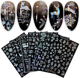 9 Blatt Nagelsticker Weihnachten Nagelaufkleber Selbstklebend Weiß Rentier Schneemann Nail Art Sticker Dekoration Nageldesign Zubehör