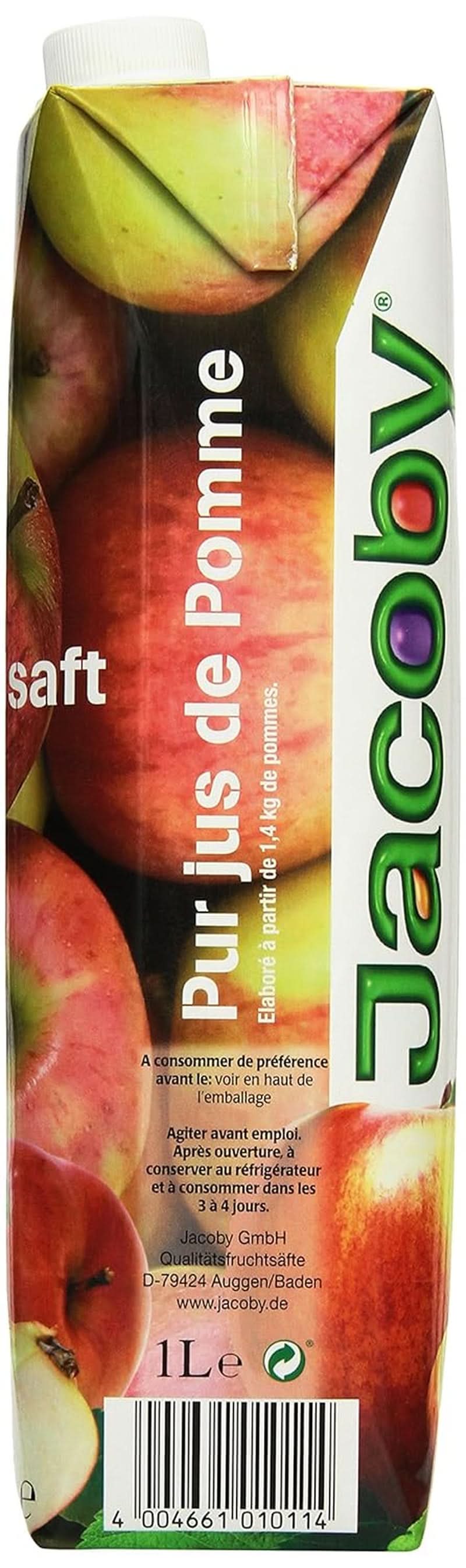 Jacoby Zumo de manzana 100% claro, 6 x 1 litro Bebidas sin alcohol Naty Shop
