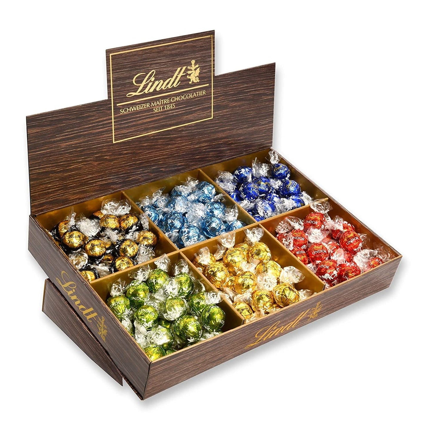Presentación Top Chocolate Lindor | 1718 g y barras de chocolate con mazapán | 25 barras x 50g en expositor de mostrador | 1250 gramos | Mazapán puro cubierto de chocolate negro | barras de chocolate