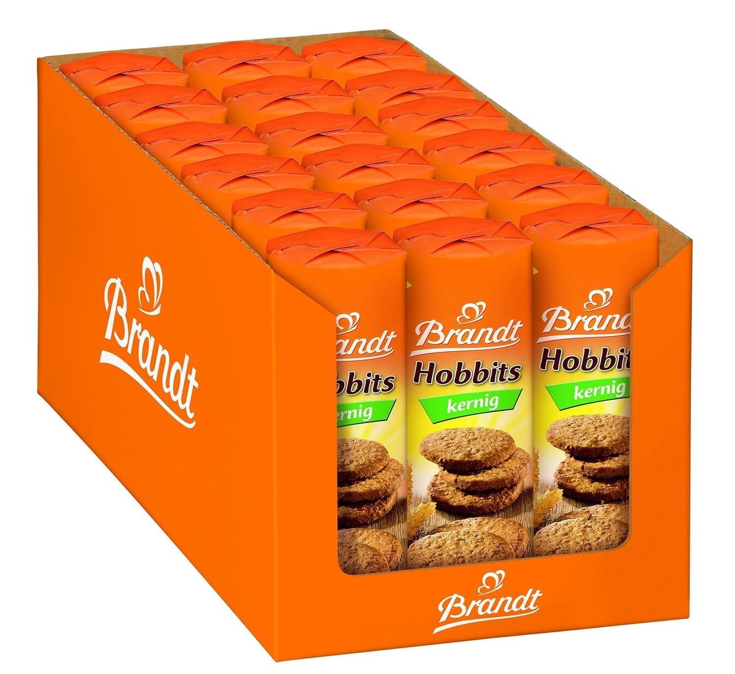 Bahlsen Hobbits Crunchy - Paquete de 18 - Caja de almacenamiento - Galletas integrales de avena con alto contenido de fibra (18 x 250 g)