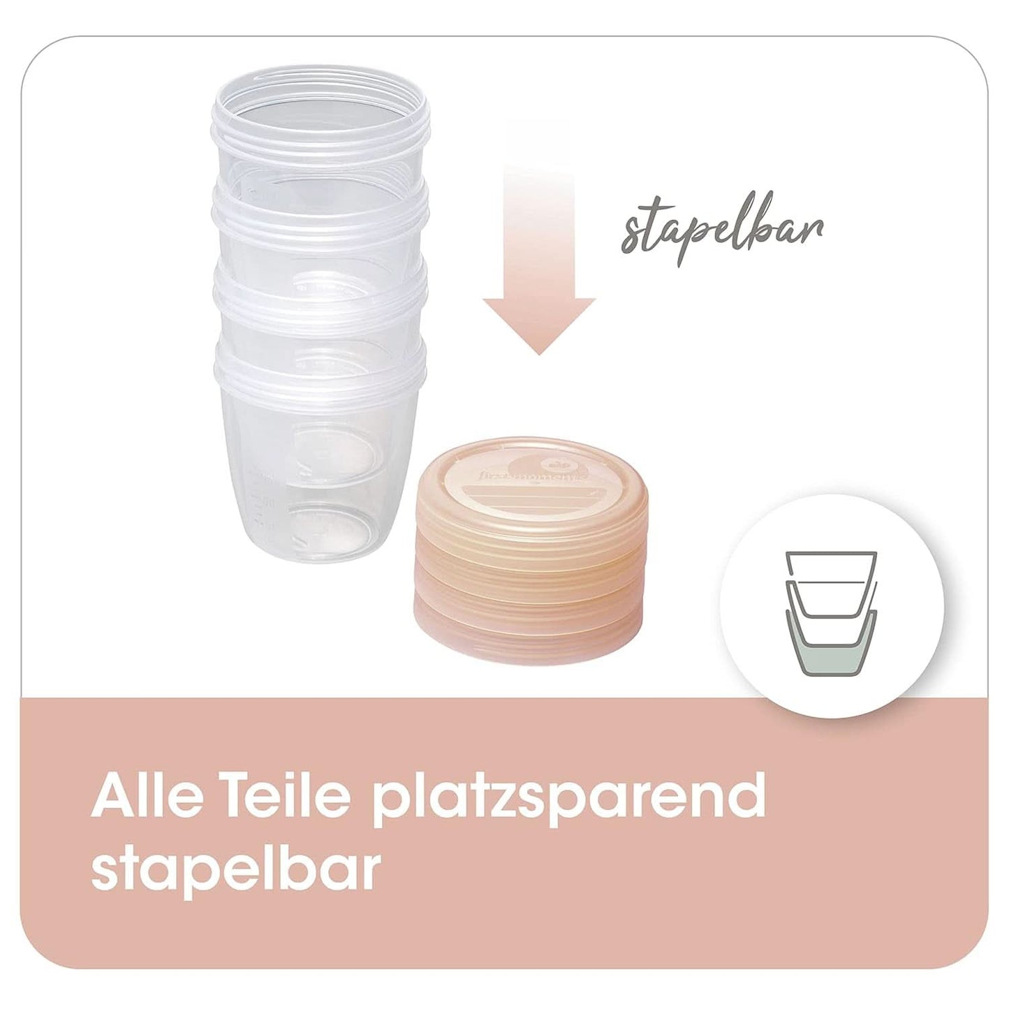 Recipientes para leche materna NIP Primeros Momentos 150 ml, 4 piezas: apilables y antigoteo Accesorios Alimentación y Lactancia Bebe Naty Shop