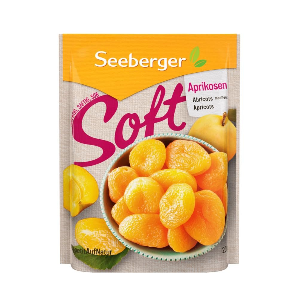 Seeberger Soft Apricots: Albaricoques deliciosamente suaves y jugosos - textura dulce y aterciopelada - sin azúcares añadidos - secos - sin hueso, veganos (1 x 200g) Naty Shop Productos Deshidratados 200G (1 paquete)