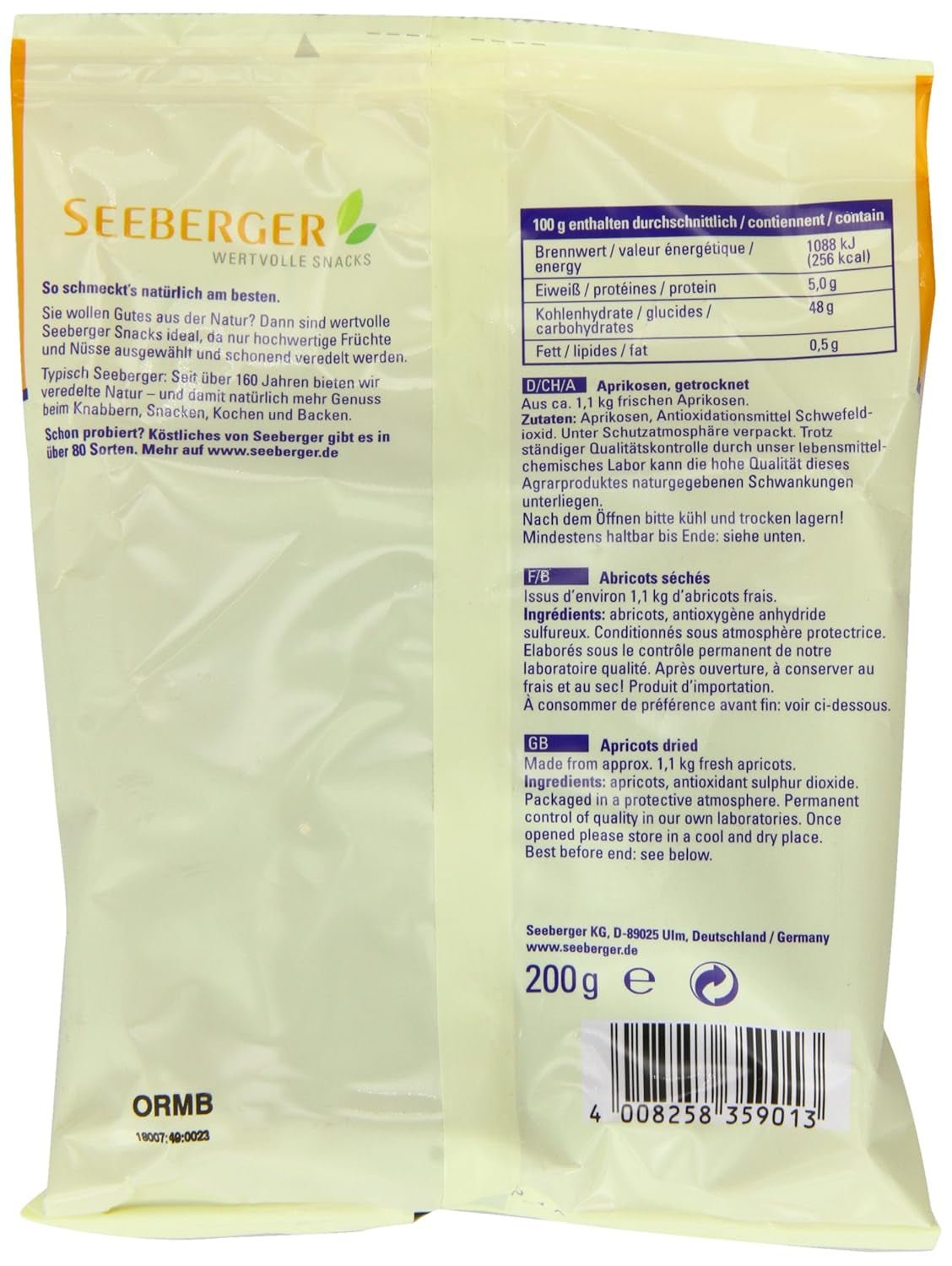Albaricoque Seeberger 200g Naty Shop productos deshidratados